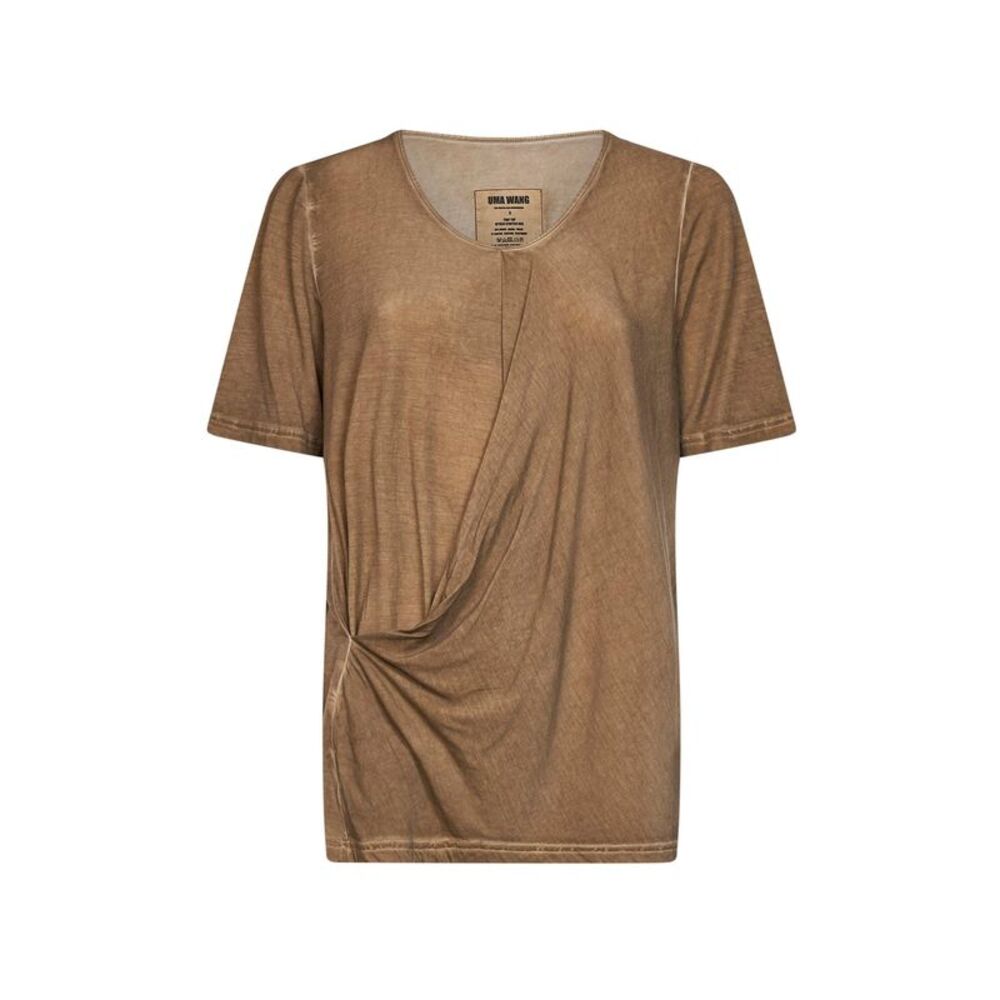 Uma Wang Women Tan Stretch Jersey Draped Trap Top